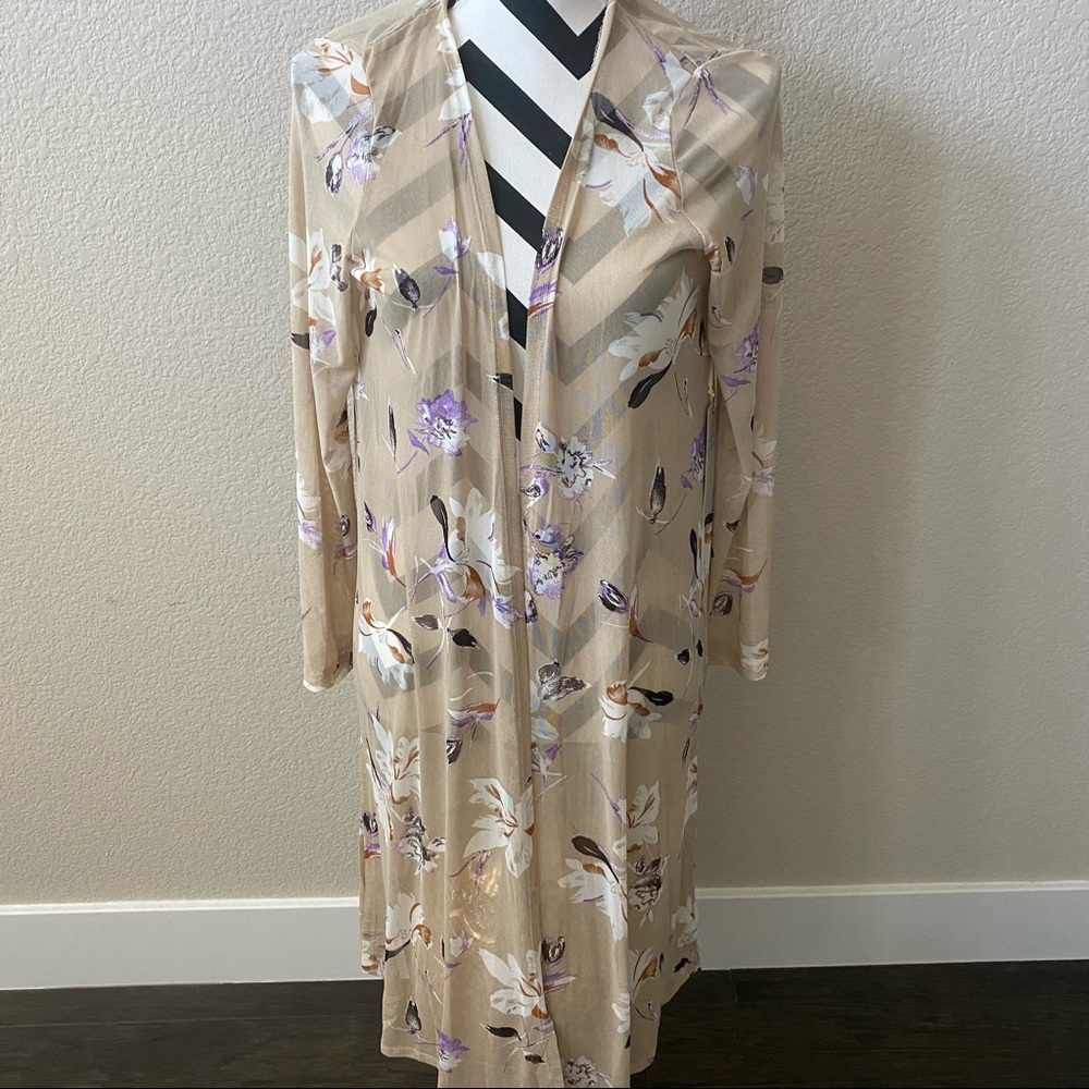 Iris || sheer beige floral duster cardigan
